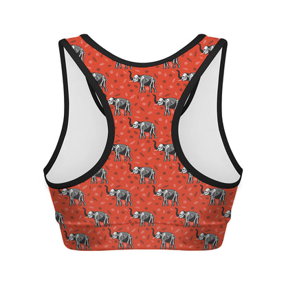 Elephant Skeleton X-Ray Pattern Print Women's Sports Bra