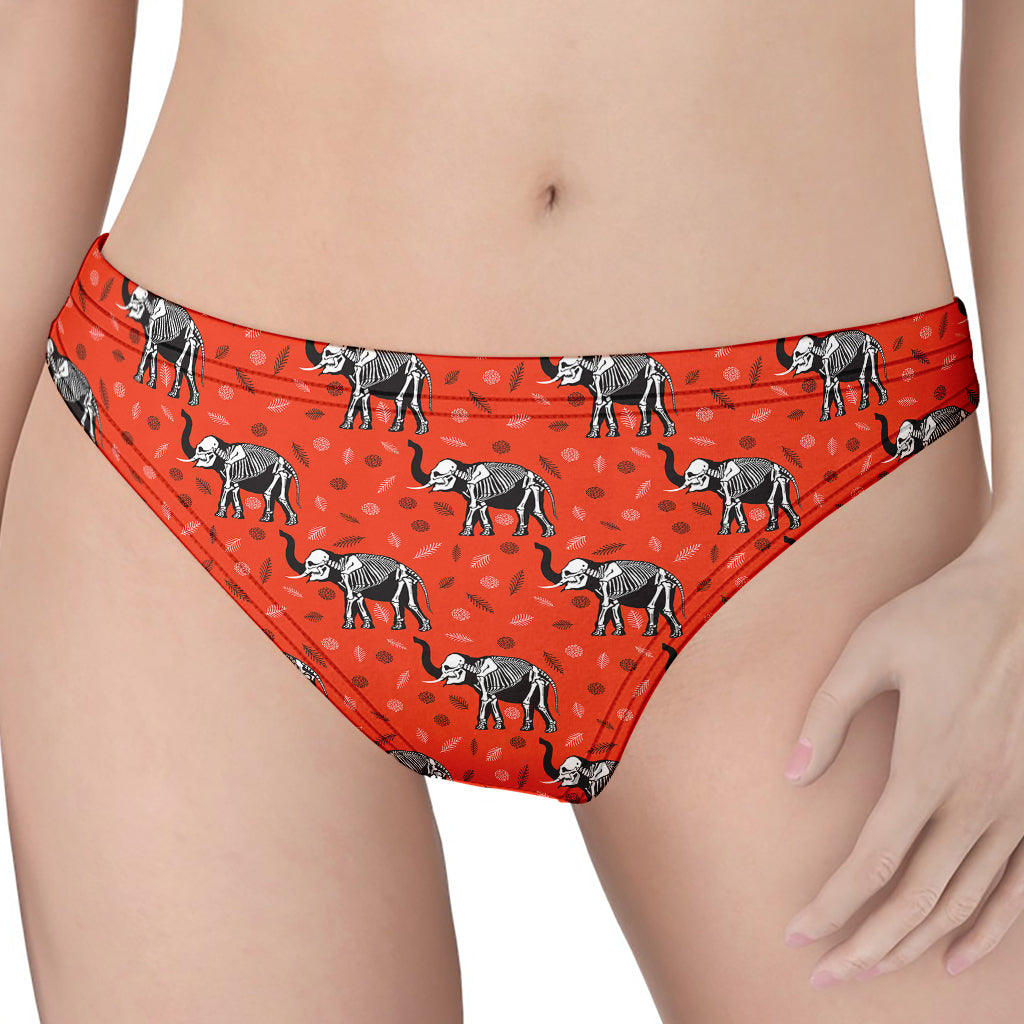 Elephant Skeleton X-Ray Pattern Print Women's Thong