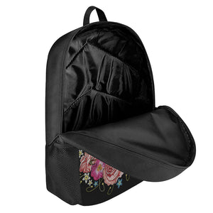 Embroidery Chihuahua And Flower Print 17 Inch Backpack