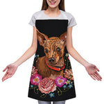 Embroidery Chihuahua And Flower Print Adjustable Apron