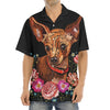 Embroidery Chihuahua And Flower Print Aloha Shirt