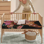 Embroidery Chihuahua And Flower Print Baby Crib Sheet