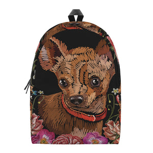 Embroidery Chihuahua And Flower Print Backpack