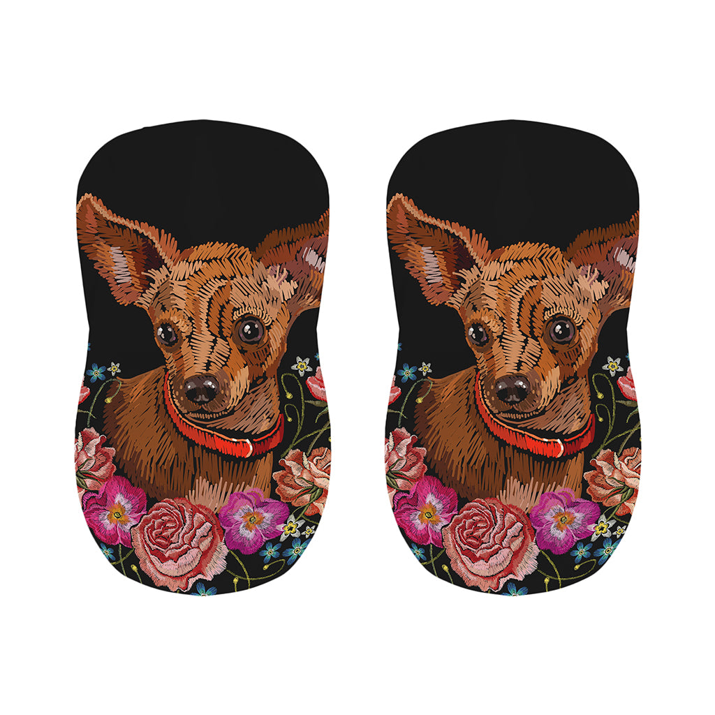 Embroidery Chihuahua And Flower Print Bar Stool Covers