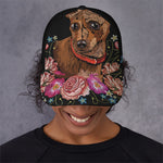 Embroidery Chihuahua And Flower Print Baseball Cap