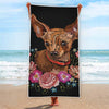 Embroidery Chihuahua And Flower Print Beach Towel