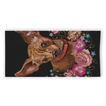 Embroidery Chihuahua And Flower Print Beach Towel