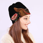 Embroidery Chihuahua And Flower Print Beanie