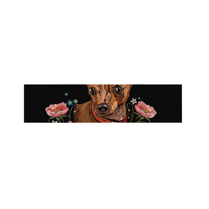Embroidery Chihuahua And Flower Print Bed Runner
