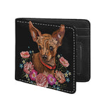 Embroidery Chihuahua And Flower Print Bifold Wallet