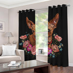 Embroidery Chihuahua And Flower Print Blackout Grommet Curtains