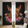 Embroidery Chihuahua And Flower Print Blackout Pencil Pleat Curtains