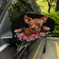 Embroidery Chihuahua And Flower Print Car Side Mirror Covers