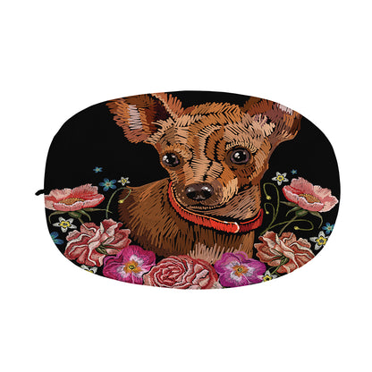 Embroidery Chihuahua And Flower Print Car Side Mirror Covers