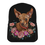 Embroidery Chihuahua And Flower Print Casual Backpack