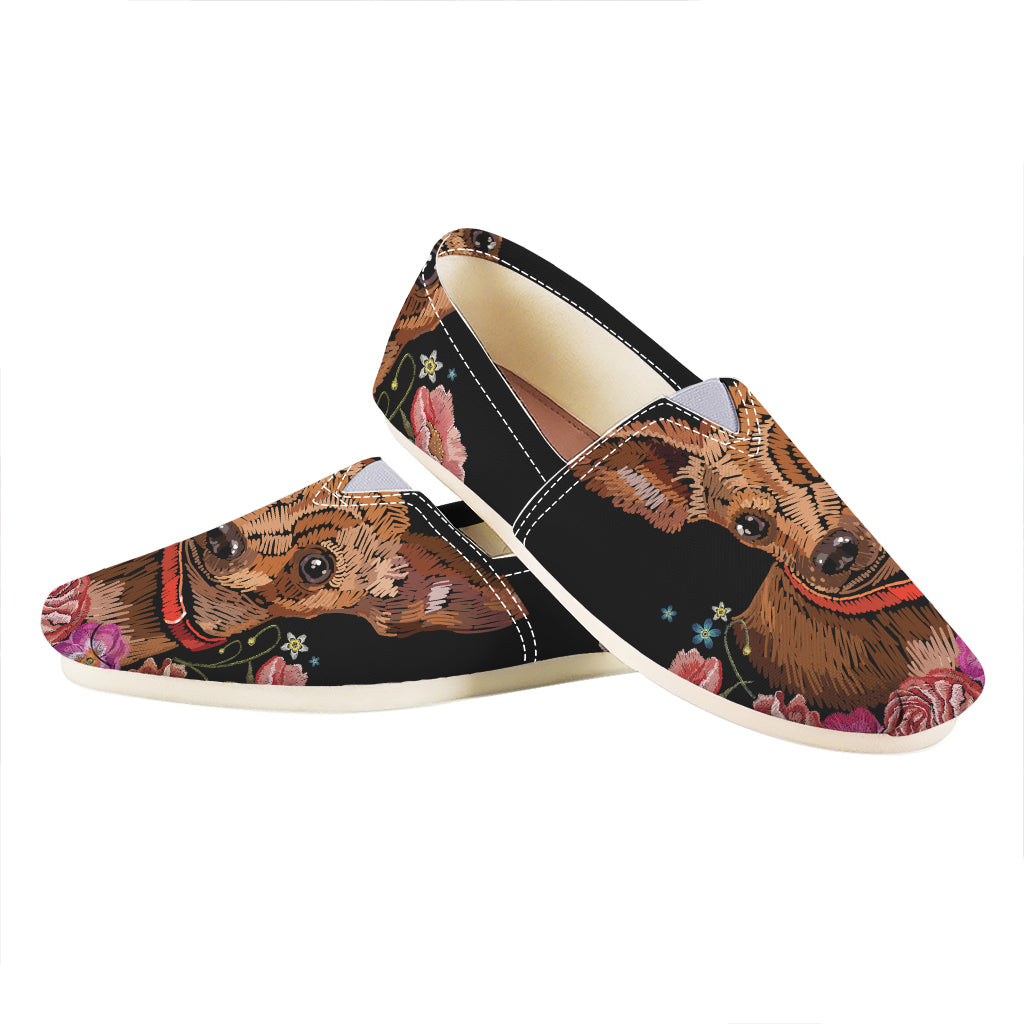 Embroidery Chihuahua And Flower Print Casual Shoes