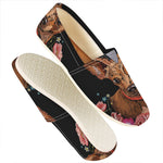 Embroidery Chihuahua And Flower Print Casual Shoes