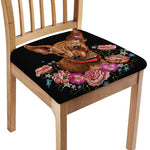 Embroidery Chihuahua And Flower Print Chair Cushion Cover