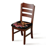 Embroidery Chihuahua And Flower Print Chair Cushion Cover