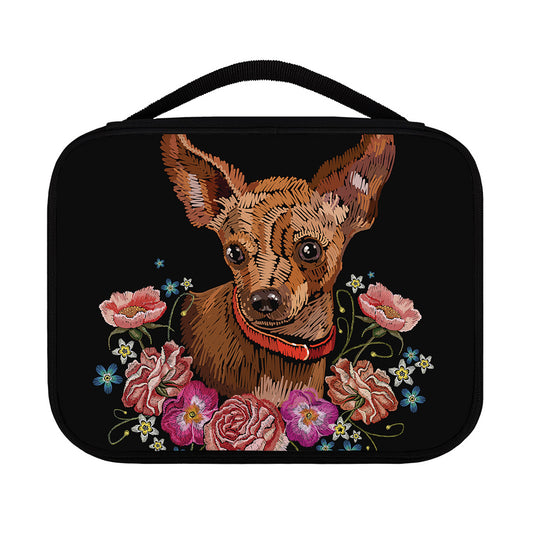 Embroidery Chihuahua And Flower Print Classic Bible Case