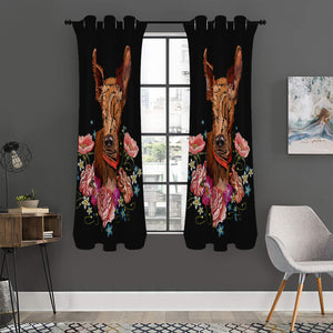 Embroidery Chihuahua And Flower Print Curtain