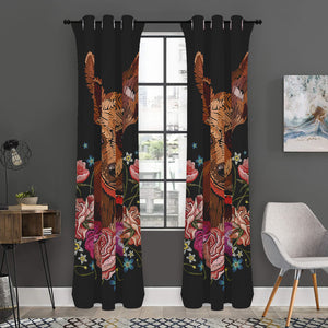 Embroidery Chihuahua And Flower Print Curtain