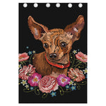 Embroidery Chihuahua And Flower Print Curtain