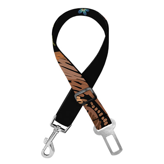 Embroidery Chihuahua And Flower Print Dog Seat Belt
