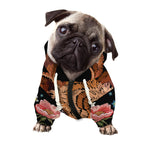 Embroidery Chihuahua And Flower Print Dog Zip Up Hoodie