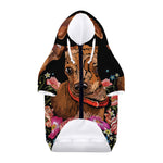 Embroidery Chihuahua And Flower Print Dog Zip Up Hoodie