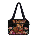 Embroidery Chihuahua And Flower Print Double Strap Bible Bag