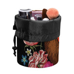 Embroidery Chihuahua And Flower Print Drawstring Makeup Bag