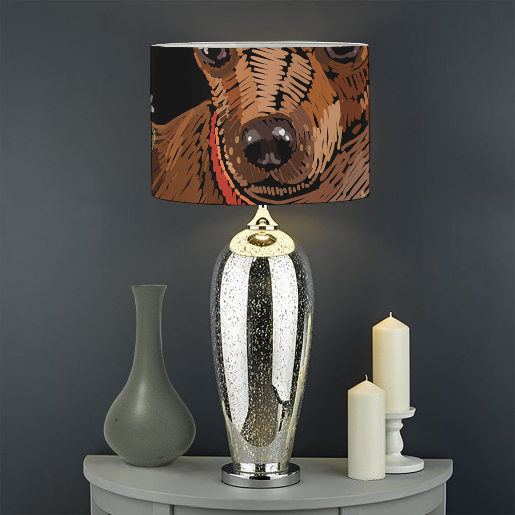 Embroidery Chihuahua And Flower Print Drum Lamp Shade