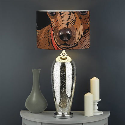 Embroidery Chihuahua And Flower Print Drum Lamp Shade