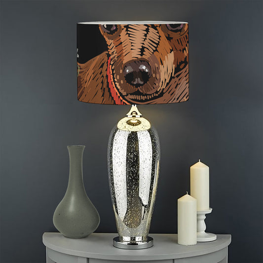 Embroidery Chihuahua And Flower Print Drum Lamp Shade