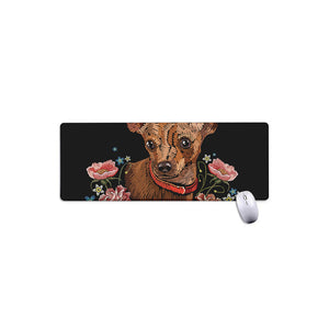 Embroidery Chihuahua And Flower Print Extended Mouse Pad