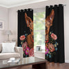 Embroidery Chihuahua And Flower Print Extra Wide Grommet Curtains