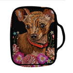 Embroidery Chihuahua And Flower Print Front Pocket Bible Bag