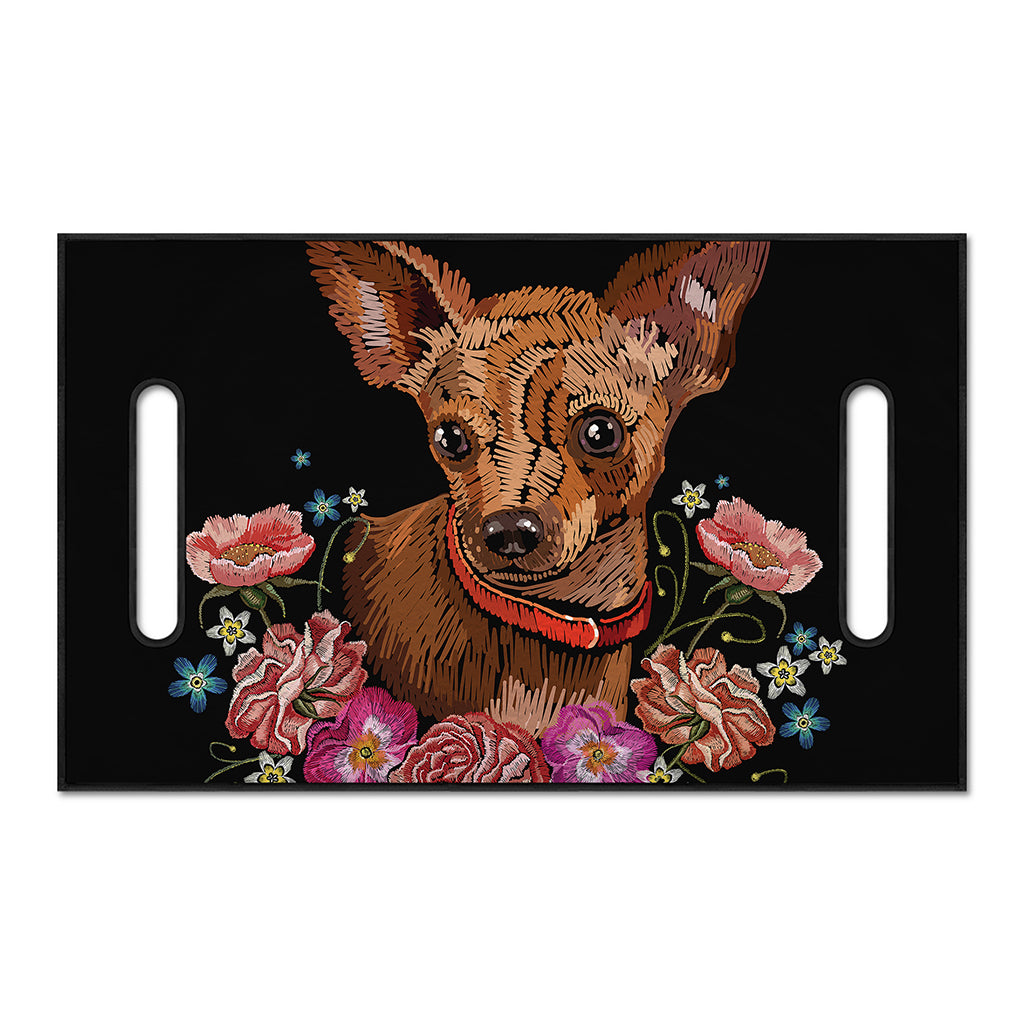 Embroidery Chihuahua And Flower Print Golf Cart Seat Cover