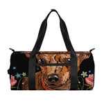 Embroidery Chihuahua And Flower Print Gym Bag