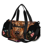Embroidery Chihuahua And Flower Print Gym Bag
