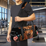 Embroidery Chihuahua And Flower Print Gym Bag