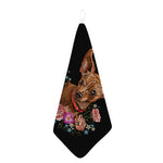 Embroidery Chihuahua And Flower Print Hand Towel