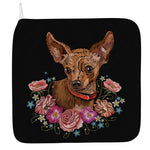 Embroidery Chihuahua And Flower Print Hand Towel