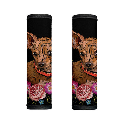 Embroidery Chihuahua And Flower Print Handle Covers