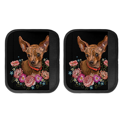 Embroidery Chihuahua And Flower Print Handle Covers