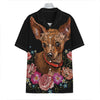 Embroidery Chihuahua And Flower Print Hawaiian Shirt