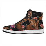 Embroidery Chihuahua And Flower Print High Top Leather Sneakers