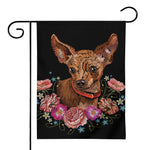 Embroidery Chihuahua And Flower Print House Flag