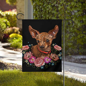 Embroidery Chihuahua And Flower Print House Flag